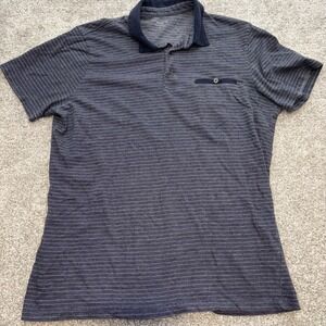 Structure Slim‎ Fit Men's L Navy Blue White Stripes Short Sleeve Polo